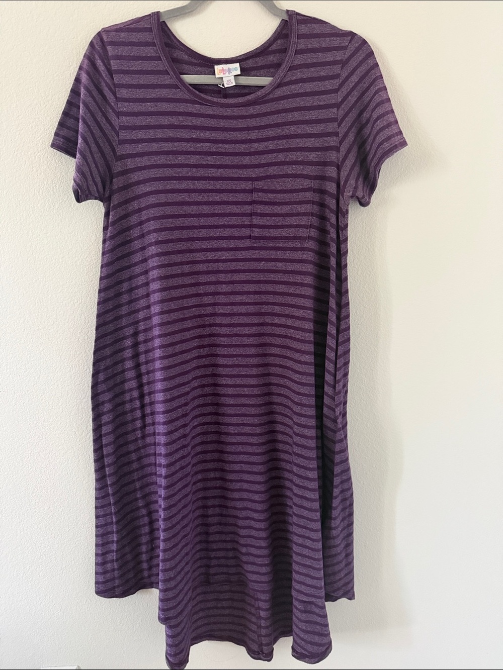 LuLaRoe Purple Striped Midi Dress with Pocket